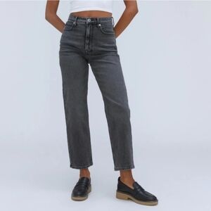 Everlane Way High Jean Washed Black Sz 29 Long Denim Straight Leg Organic Cotton